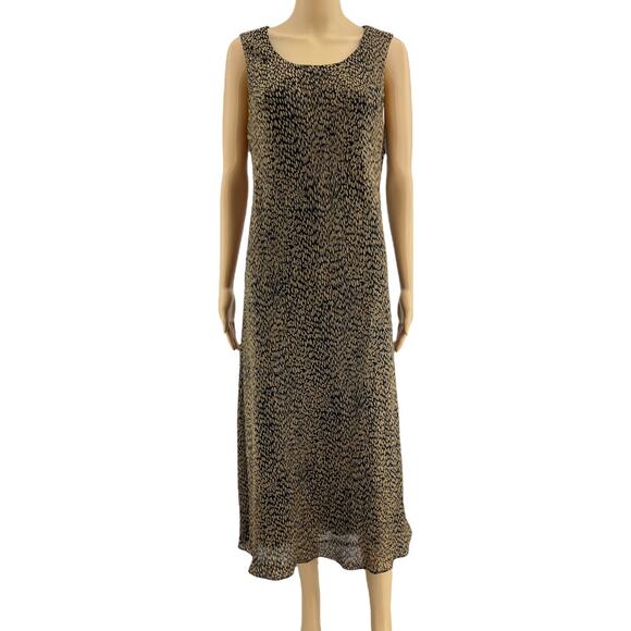 Studio 1 (14) Petite Y2K Brown Leopard Sleeveless Chiffon Sheath Maxi Dress - Picture 1 of 5